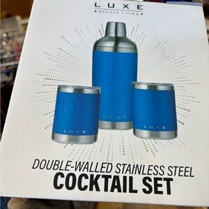 Luxe Blue and Silver Bar Accessories Set